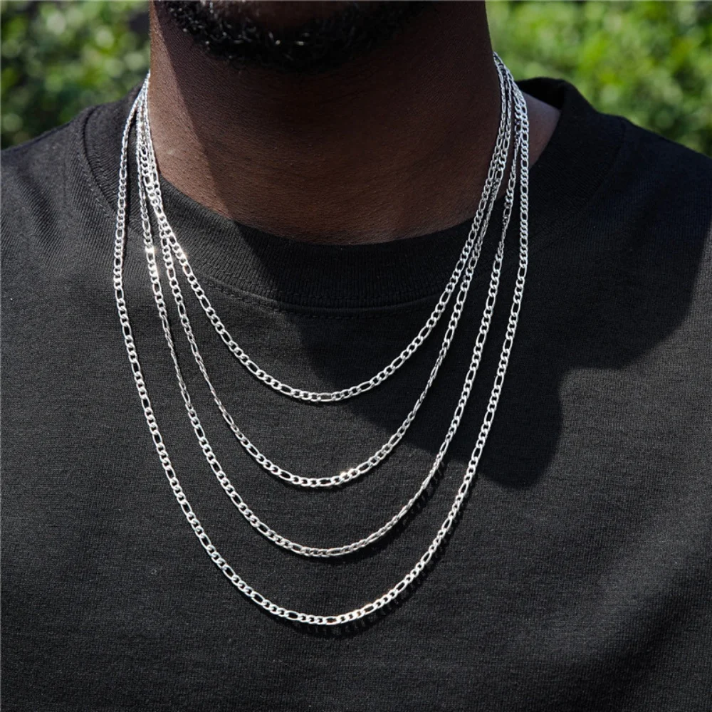 3MM Dünne Figaro-Kettenhalskette Vintage Herren Goldfarben Edelstahl Halskette Mode Damen Party Schmuck Trend Accessoires – Detail 4
