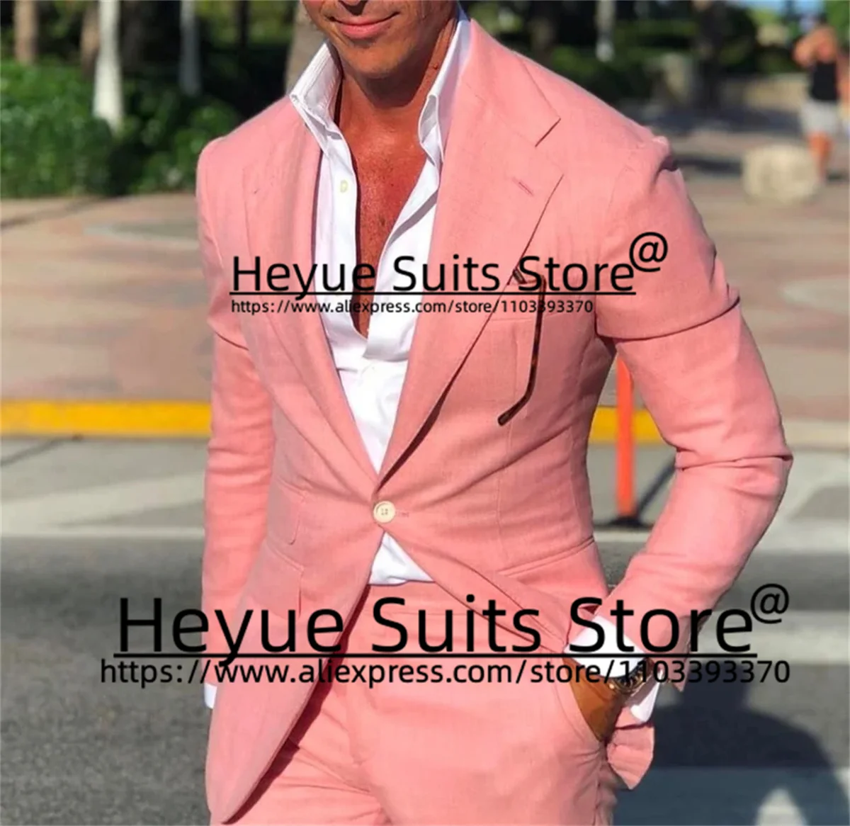 

Fashion Pink Notched Lapel Men Suits Tailor Made Slim Italian Style Groom Tuxedos 2 Pcs (Jacket+Pants)costume homme pour mariage