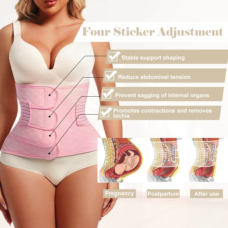 2 In 1 Postpartum Recovery Girdles Body Shaper Women Waist Trainer Belly Flaten Belt Faja