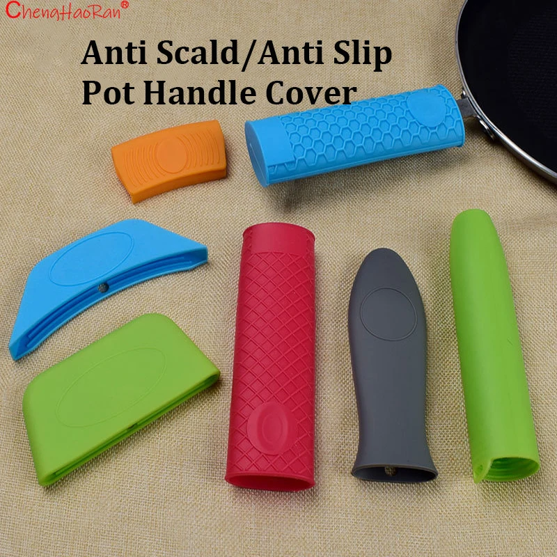 2PCS Silikon Heatproof Topf Griff Abdeckungen Anti-Slip Kochen Topf Ohr Abdeckungen Silikon Wok Griff Isolierung Ärmeln