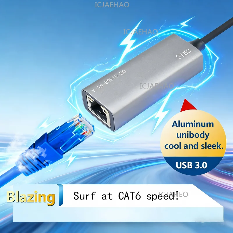 USB 3.0 to Ethernet Adapter Aluminum Alloy Gigabit Adapter for Laptop MacBook Pro 2500Mbps Lan RJ45 Network Card RTL8135B