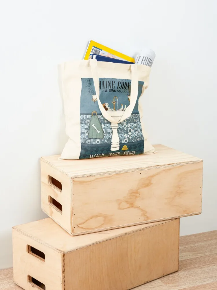 Pet Poster Sink Maine Coon Wash Your Paws Tote Bag Candy bags Woman shopper bag shopping bag tote bags cloth bags