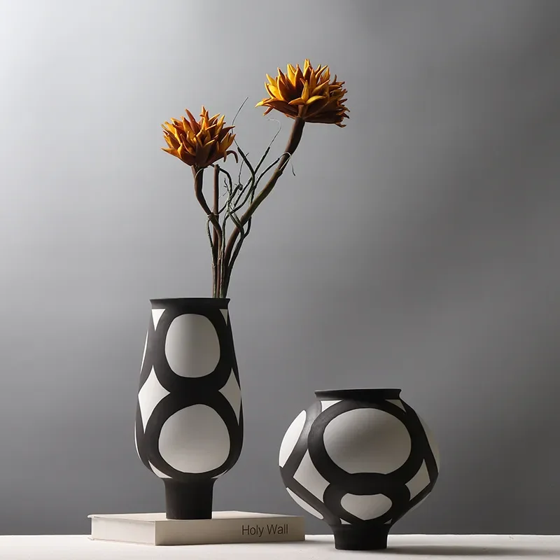 for Modern Simple Hand Painted Ceramic Vase Porch Desktop Art Flower Ware Home Model Room Flower Arrangement Ornament