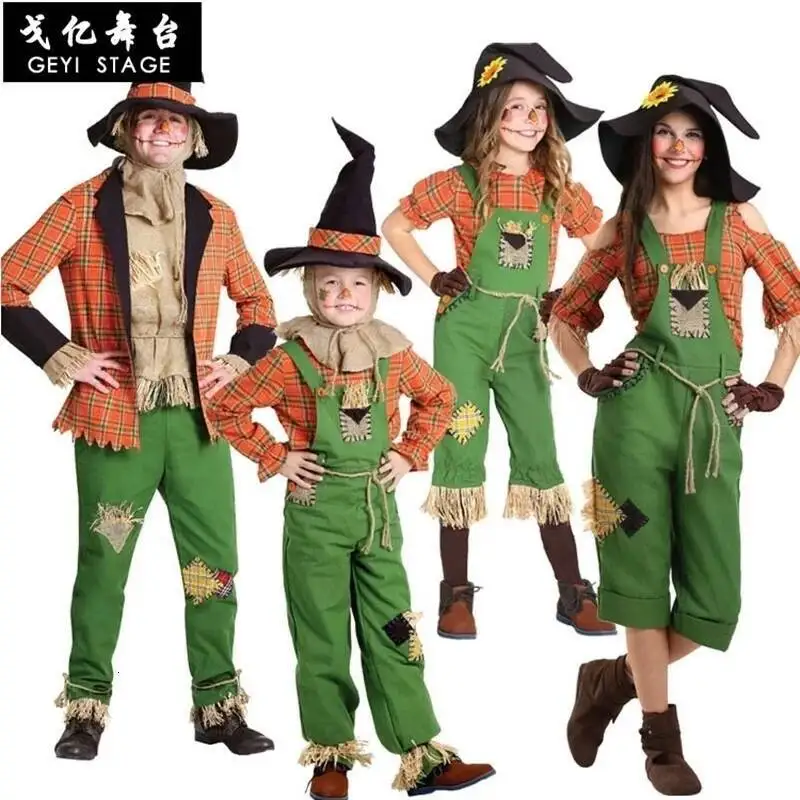 

female dress adult oz magic children performance scarecrow cosplay fantasy dress Halloween carnival girls clothes with hat