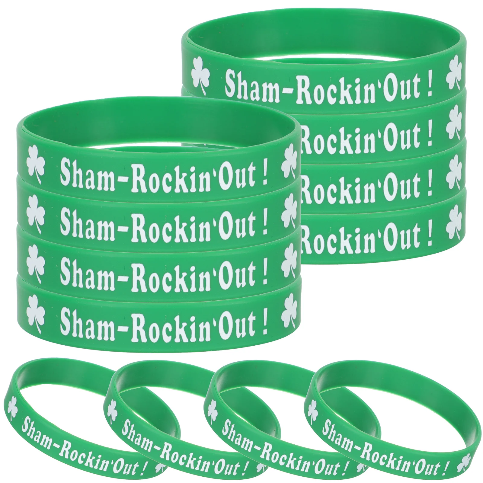 

12 Pcs Clover Bracelet St Patricks Day Accessories Festival Wristbands for Men Bracelets Kids Bulk Silicone Event Elastic