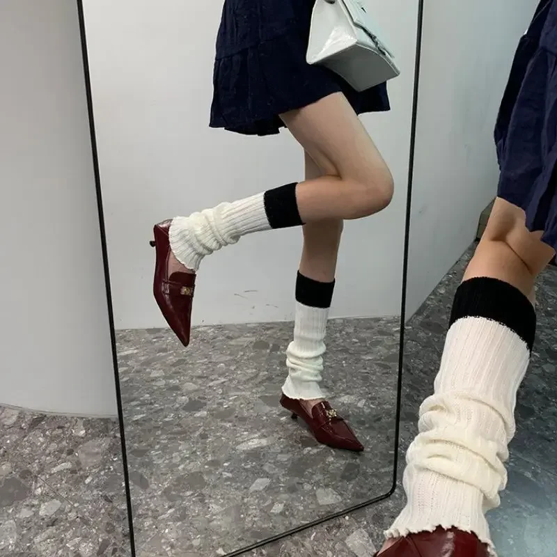 2025 New Hot-selling Spring and Autumn Contrast Color Stitching Leg Cover Simple and Versatile Multi-color Warm Socks