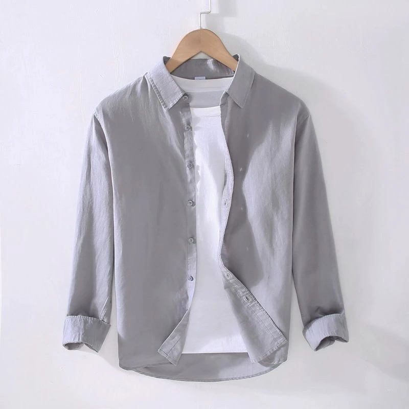 

Slim Fit Linen Cotton Blend Casual irt Men's Long Sve Thin Sle Spring Summer Faion Urban Wear Youth Daily Clothing
