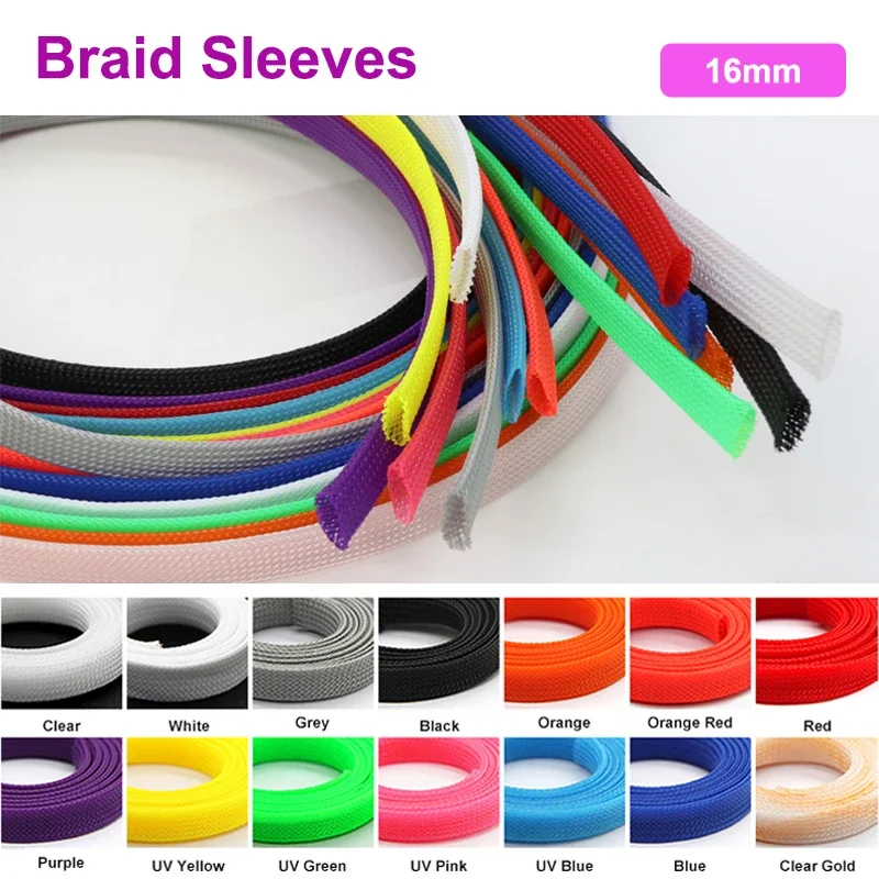 

1~50M PET Expandable Cable Sleeve 16mm Tight Braided High Density Hardness Insulate Line Protect Sleeving Wire Wrap Gland Sheath