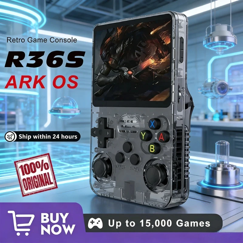 

Портативная игровая консоль R36S с 3,5-дюймовым IPS-экраном, системой Linux, 128 ГБ памяти, ретро-играми, R35S Pro 64 ГБ, портативный видеоплеер