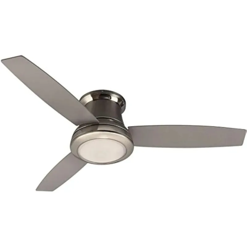 Harbor Breeze Sail Stream 52-in Brushed Nickel Flush Mount Indoor Ceiling Fan with Light Kit and Remote (3-Blade)