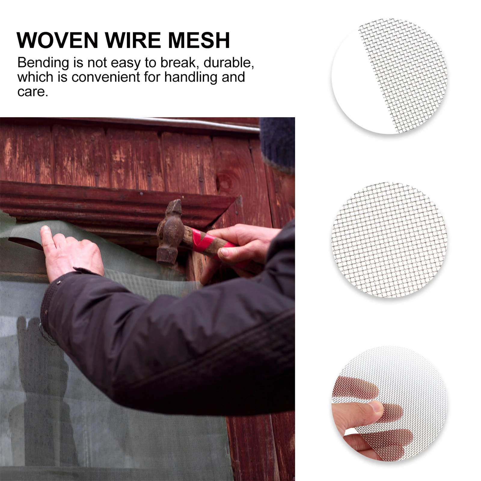 

1pc Stainless Steel Woven Wire Mesh Rustproof Mesh Sheet For Weep Hole Proofing Metal Screen Corrosion Resistant