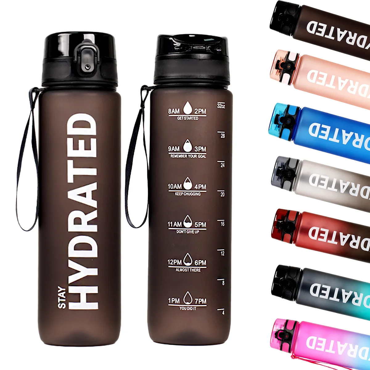 Image of 1000ml Farbverlauf-Sportflasche mit Zeitmarkierung - Auslaufsicher, Langlebiges PC-Material für Radfahren, Laufen & Fitness