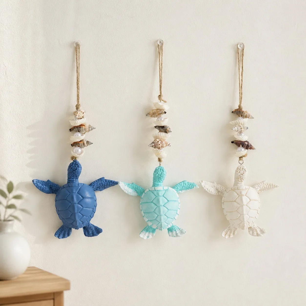 Mediterranean Sea Turtle Wall Hanging Ornament Shell Conch Wall Decor Home Bedroom Beach House Handmade Decoration Gift