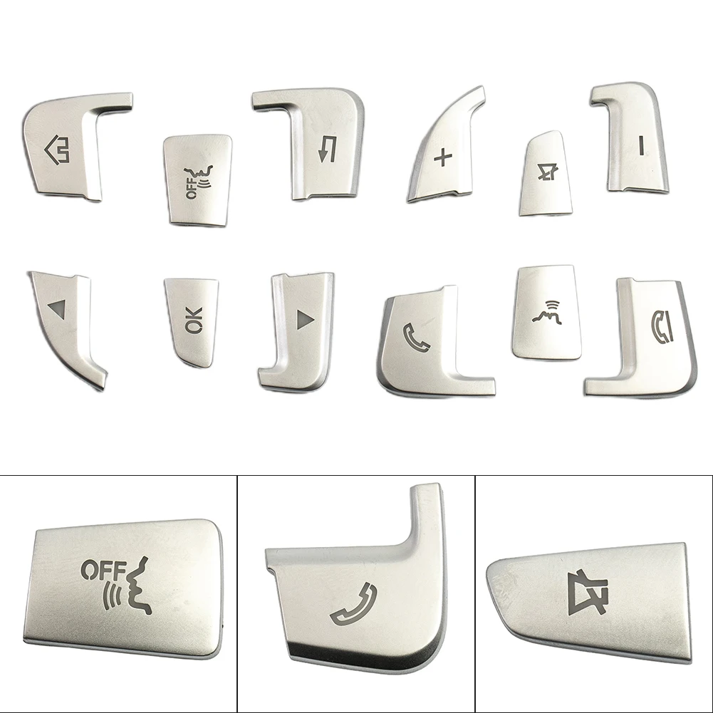 Per Mercedes Volante Pulsante Trim 12 pezzi per GLC Classe C W205 2015 2018 Elegante Finitura Argento Facile Installazione