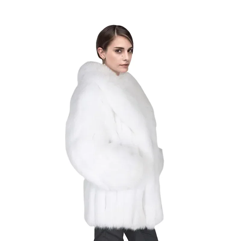 Fur Grass Coat Women\'s New Fox Imitation Mid Length Combination Top Fur Women\'s Mid Length Leather Coat