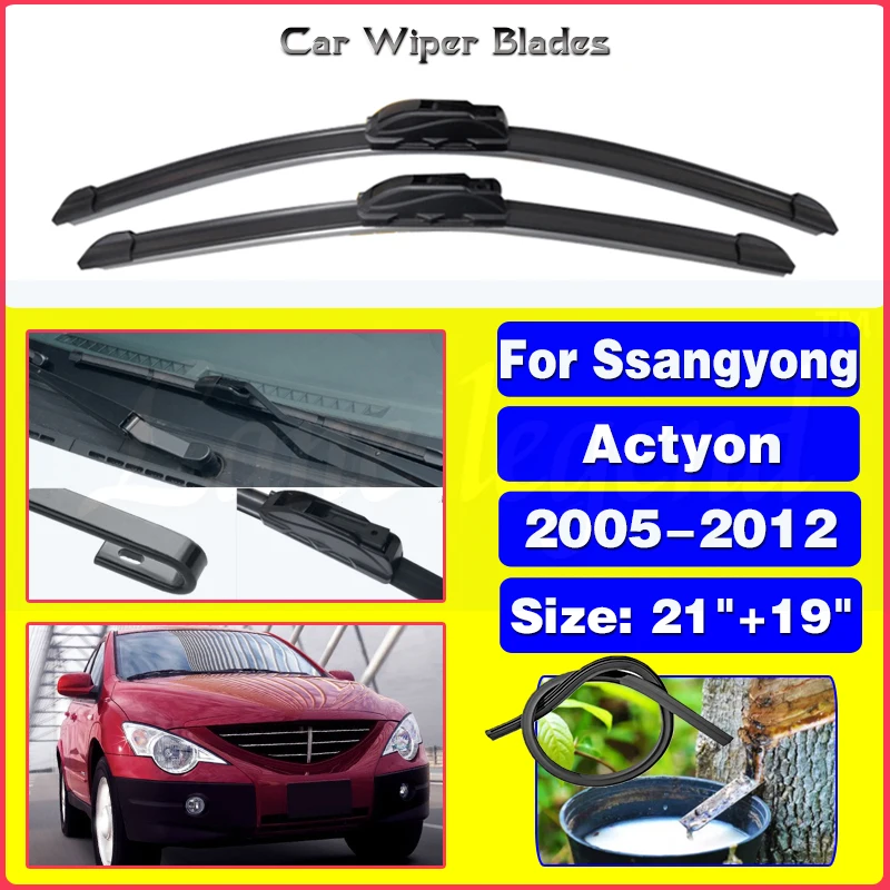 

Car Wiper Blade Blades For Ssangyong Actyon 2005-2012 21"+19" Windshield Windscreen Clean Rubber Silicon Cars Wipers Accessories