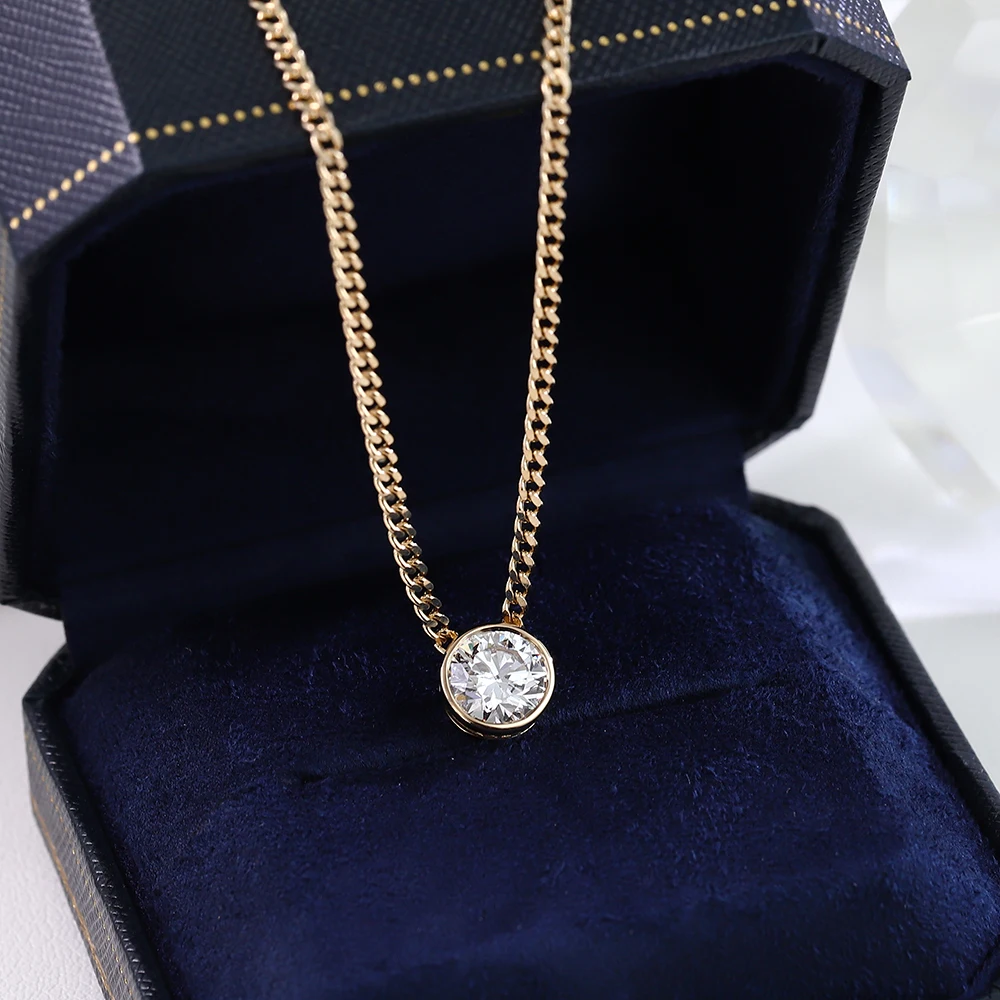 Provence 18K Lab Grown Diamond Pendant for Women AU750 Solid Gold Round Cut 2.5CT Pendant Necklace for Girlfrend DIY Pendants