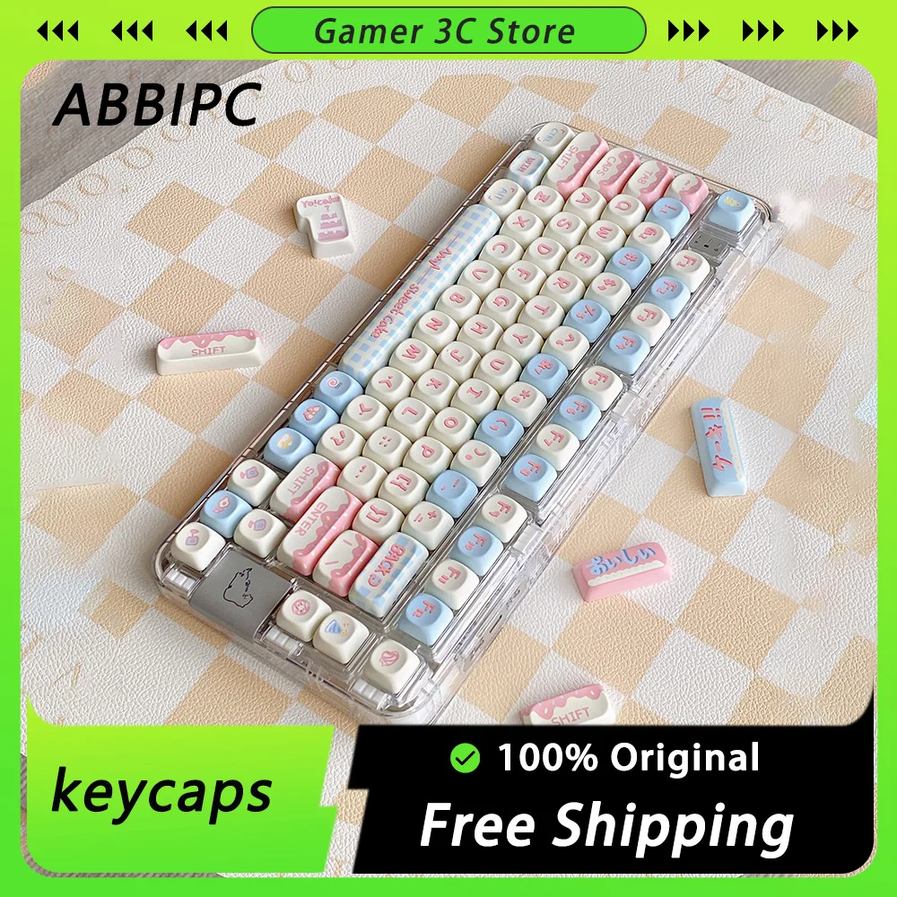 

MoCoo Cake Keycaps Mechanical Sublimation Keyboard Keycap Sets So Cherry Height PBT white Pc Gamer Accessories Gifts