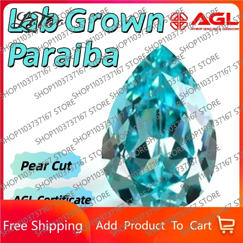 

A Lab Grown Paraiba/Sapphire/Ruby/Cobalt Spinel/Padparadscha Pear Cut Charms Jewelry Main Materials Selectable AGL Certificate