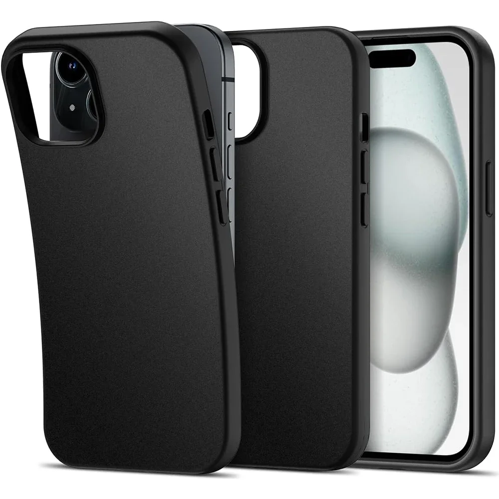 Luxury Matte Silicone Soft Case For iPhone 16 15 14 Plus 13 12 Mini 11 Pro XS Max X XR 7 8 Plus Ultra Thin Solid Black Cover