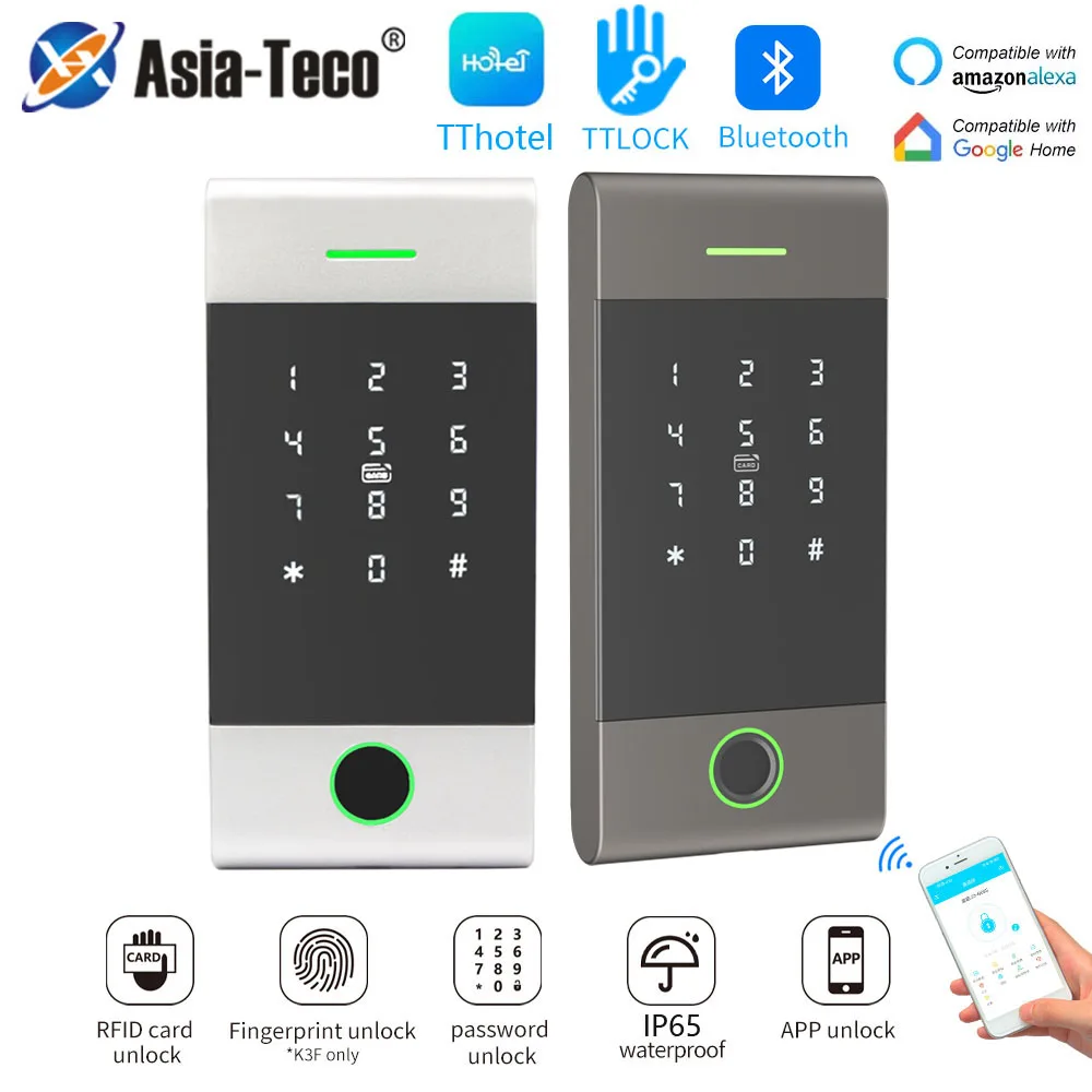 

IP65 Waterproof Metal Digital TTLock Keypad Fingerprint Access Control System RFID Door Access Controler Touch NFC IC Card Alexa