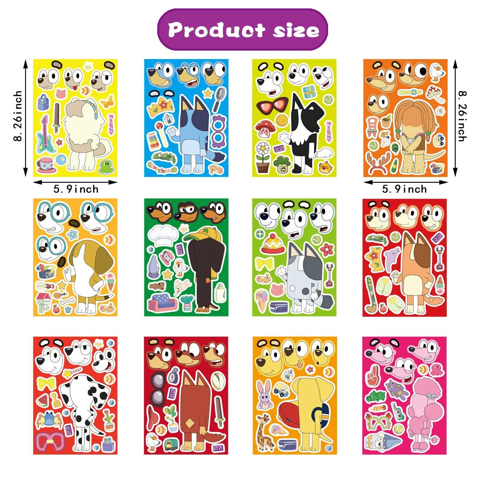 สติกเกอร์ลายการ์ตูนบลูอี้ 6/12 แผ่น สำหรับตกแต่งโทรศัพท์ แล็ปท็อป กระเป๋าเดินทาง สเก็ตบอร์ด ลายกราฟฟิตี้ สนุกสำหรับเด็ก เป็นของขวัญ