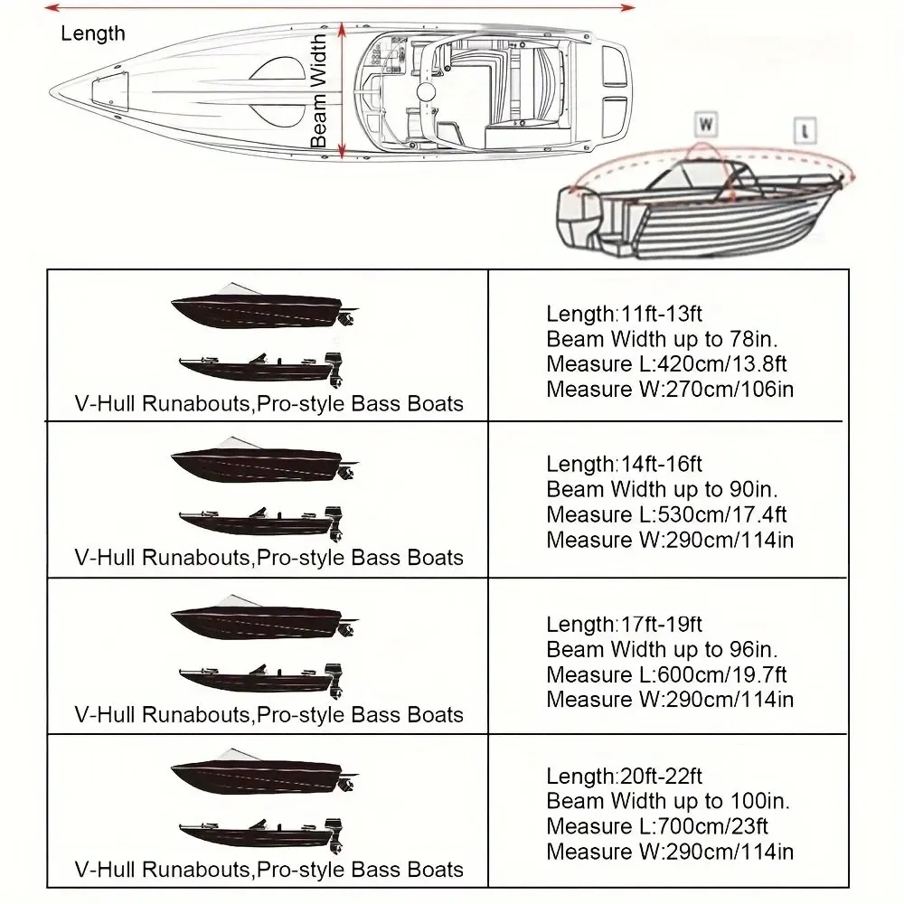 Orange Boat Cover Yacht Cover Anti-UV Waterproof Outdoor Protection Heavy Duty Marine Fishing Speedboat 11-22FT