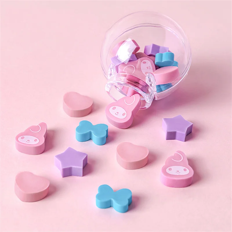 10 set/lot Sanrio Melody Cat Twisted Egg Eraser Cute Writing Drawing Pencil Erasers Stationery For Kids Gifts School Supplies