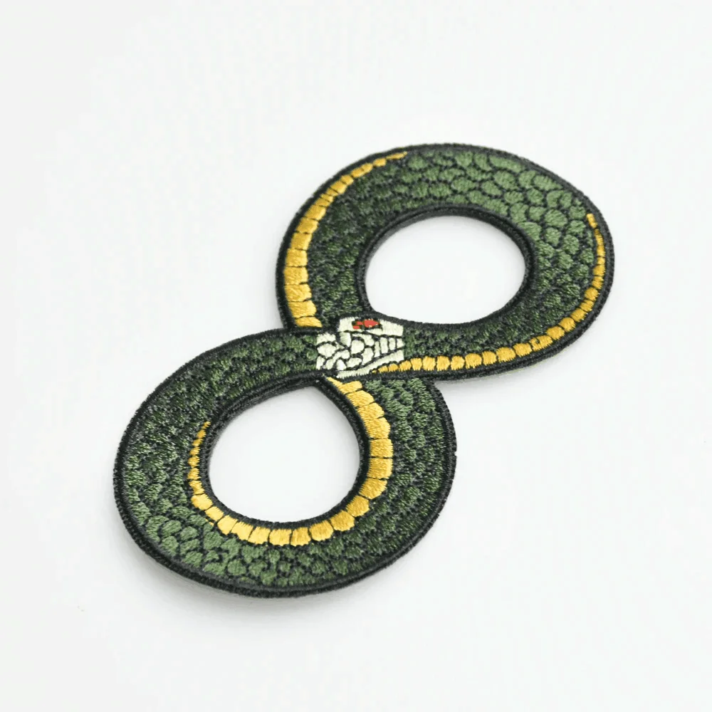 Dark Green Snake Number 8 Unique Embroidery Patches Gothic Atmosphere Iron on for Jeans Jackets Backpack Badges Funny Style DIY