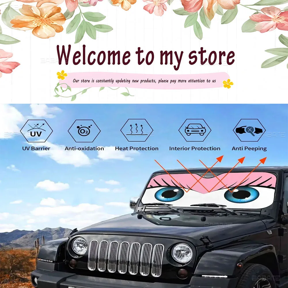 Einteiliger Cartoon-Anime-Sonnenschutz für die Windschutzscheibe, 3D-Film, kariert, Geschenk, Neuheit, Auto-Frontscheibenblende, 70x130cm, Sonnenblende, Sonnenschutz – Detail 1