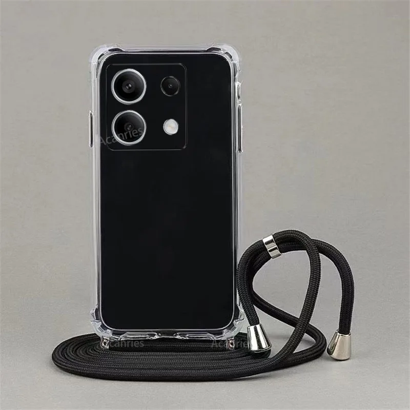 Note13 Note12 Transparent Lanyard Crossbody Necklace Lanyard Case For Xiaomi Redmi Note 13 12 Pro 4G Plus 5G Shockproof Cover