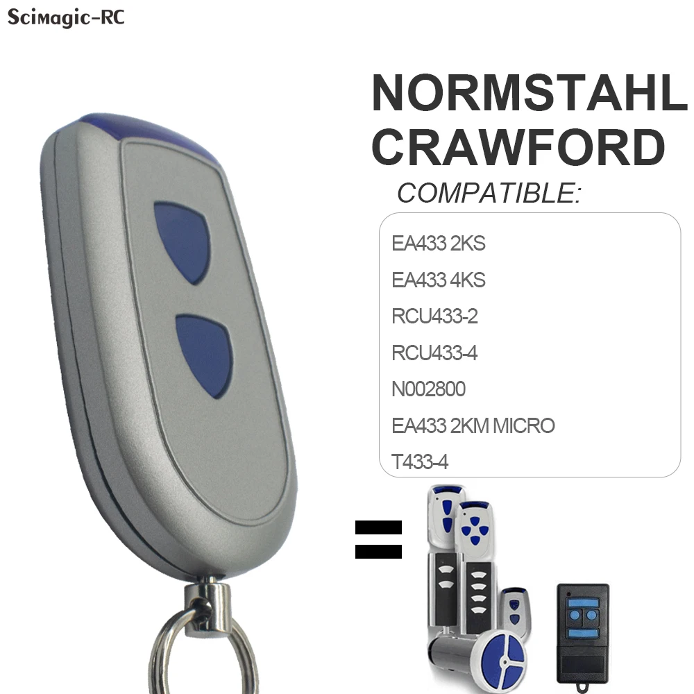 For Normstahl RCU 433 2K / Crawford EA433 2KS 4KS RCU N002800 Standard Steel Garage Door Remote Control 433.92MHz Rolling Code