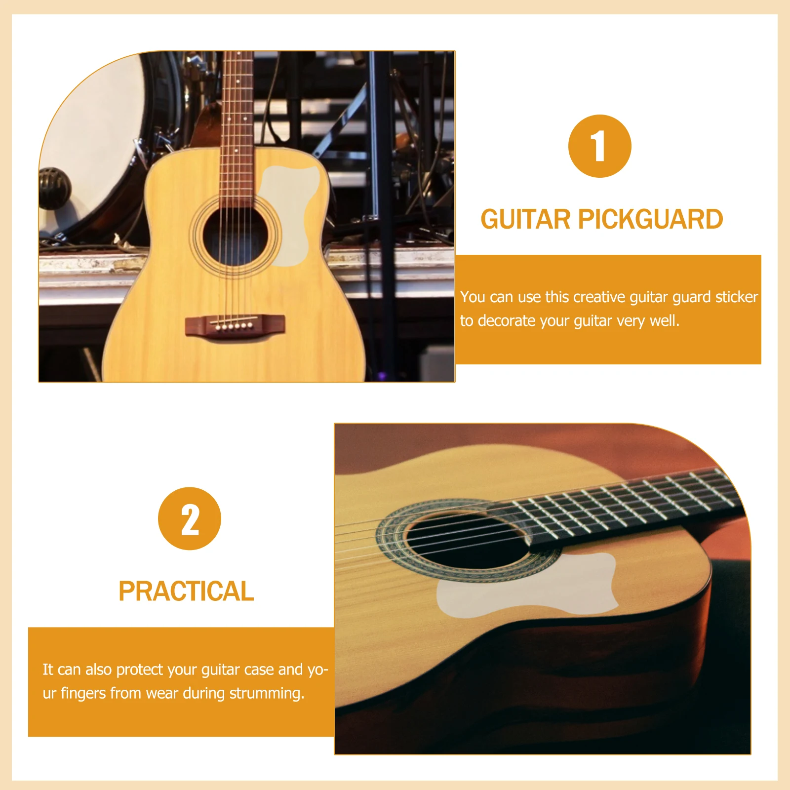 

1Set Transparent Guitar Pickguard Protective Sticker Anti-Scratch Durable Acoustic Guitar Accessory Decal Pickguard Decal