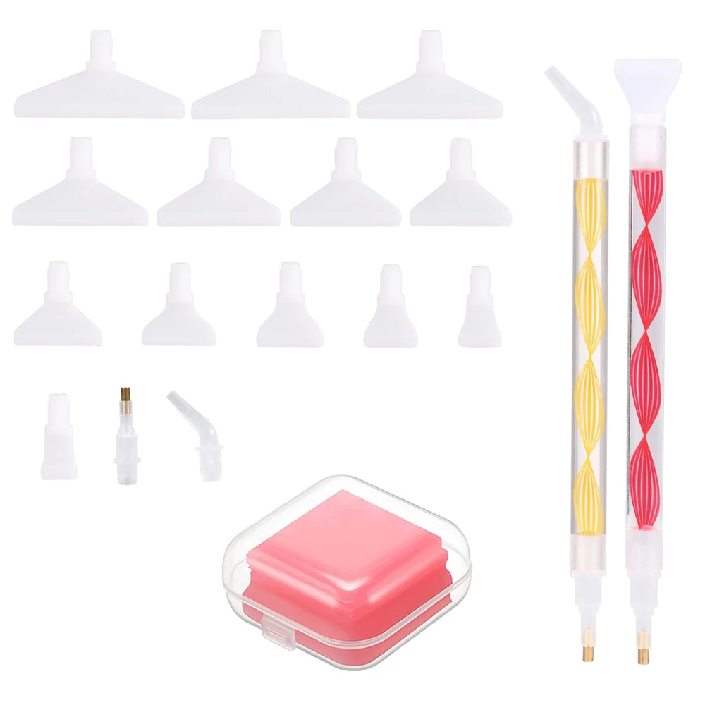 23pcs Acrylic Diamond Painting Pens Accessories 3D Waves Patterns Inside 5D Art Point Drill Pen Tools Plastic 3-15 Tips Head