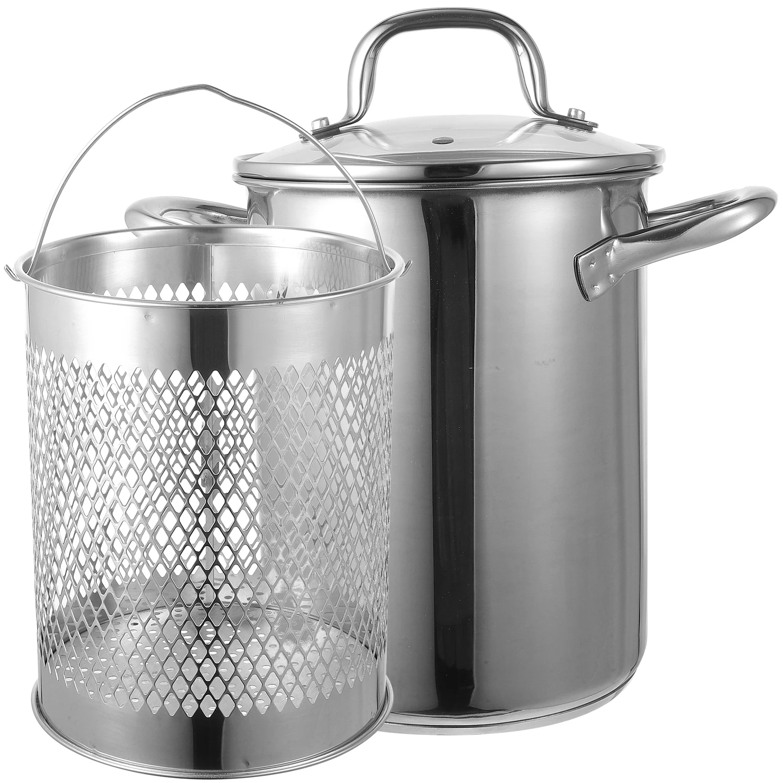 

1 set 1 Set Stainless Steel Fryer Pot With Drainer Basket Non-Stick Deep Frying Pan For Tempura Household Kitchen Cooking Tool