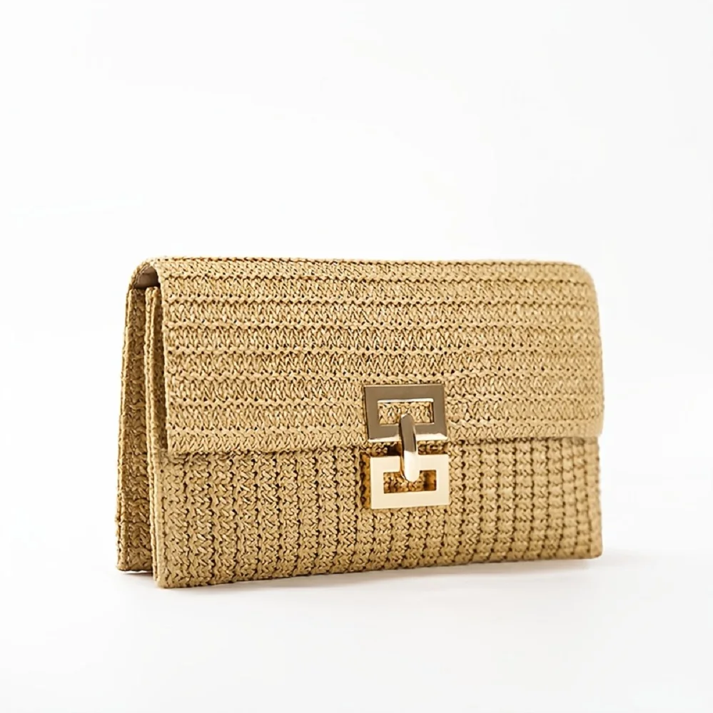 Grass Woven WOMEN\'S Handbag, Mobile Wallet, Summer Beach Bohemian Style Handbag, Woven Wallet, Essential for Girls on Vacation