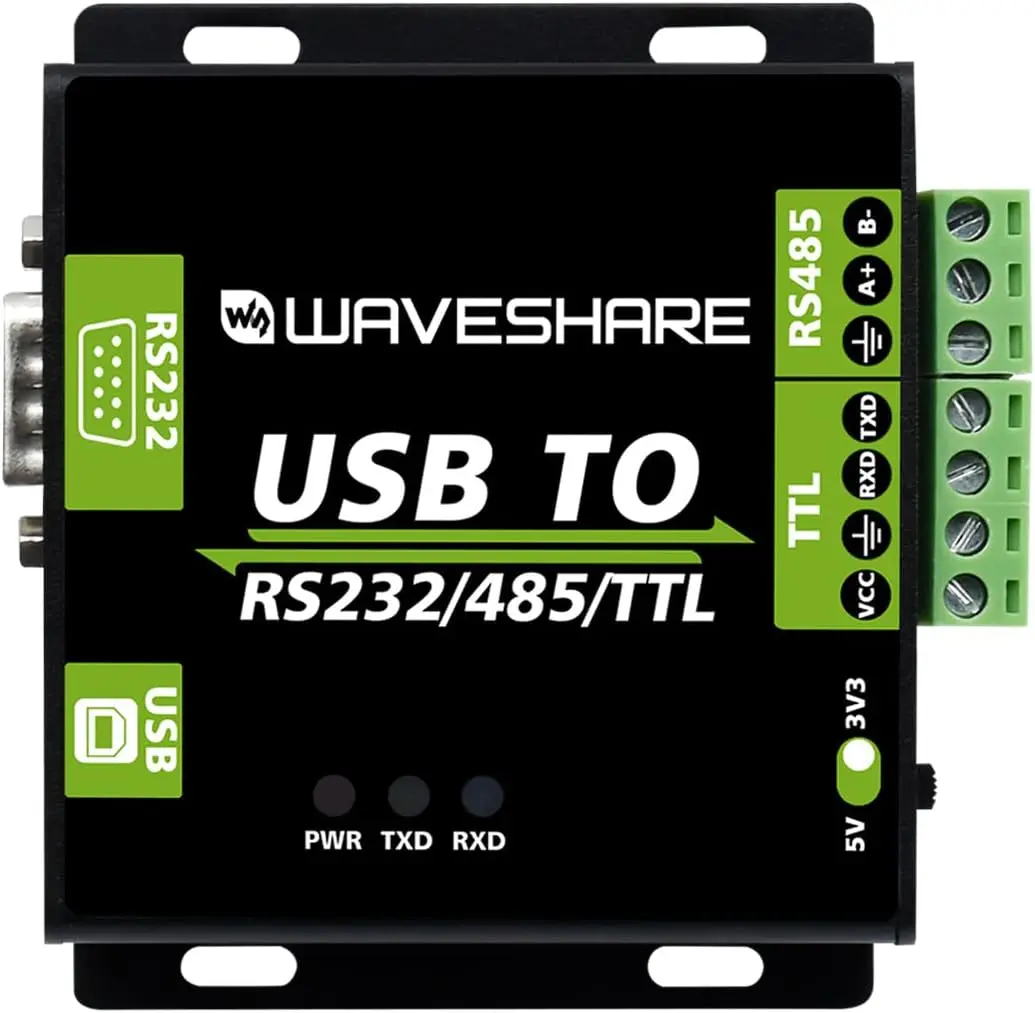 Waveshare USB to RS232 RS485 TTL UART Communication Module, Bidirectional Serial Port, Industrial Grade with Isolation