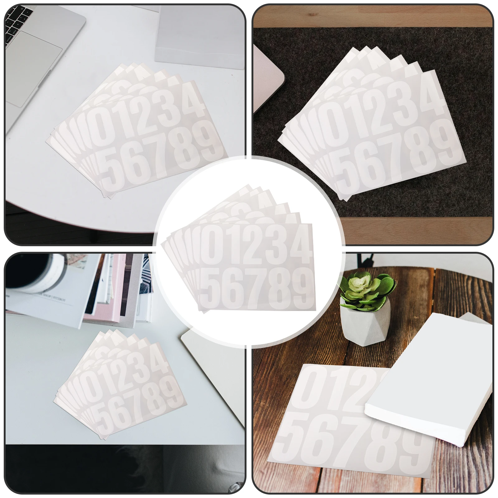 

6 Sheets Digital Stickers Trash Can Large Number Signs Block Address Clear