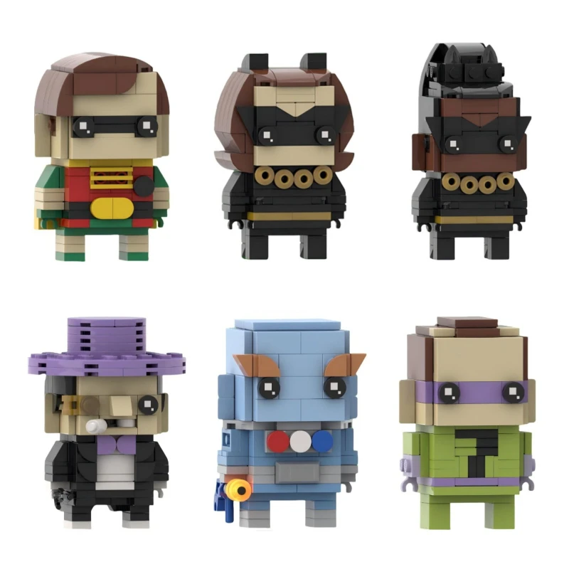 MOC – figurine de film animé Bricksheadz, jouet pour enfants, modèle Joker, cape de chauve-souris, poupée croisée, blocs de construction, bricolage, cadeau de Collection pour adultes