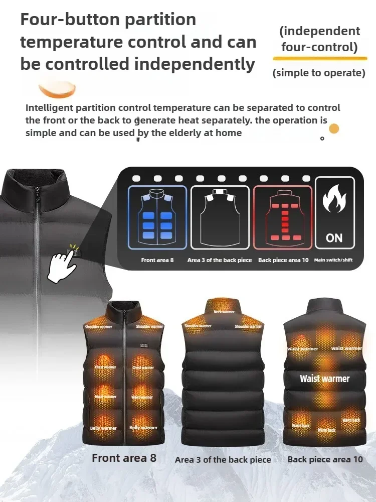 Heating vest Winter cycling vest Temperature controlled Smart graphene usb charging heating vest does not include mobile power