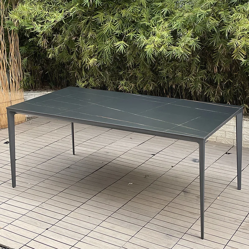 Outdoor Rock slab Square table Die-cast alumnum feet Western food Coffee Simple high-end outdoor
