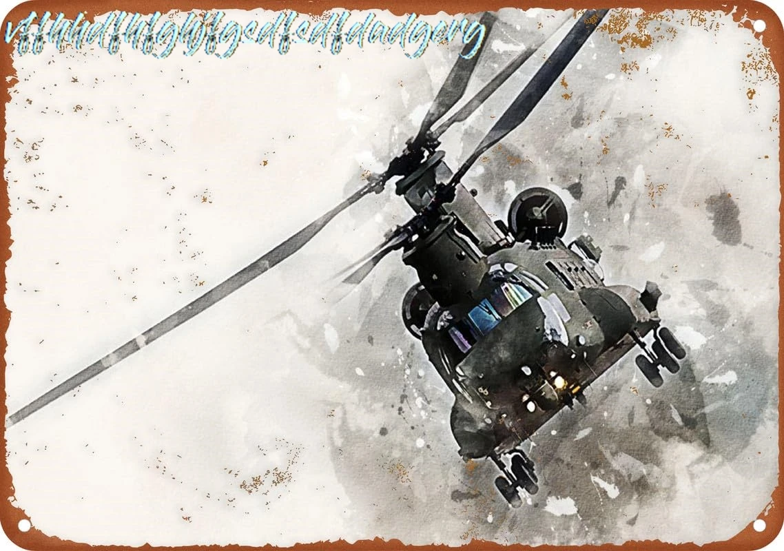 Ch-47 Chinook Helicopter Vintage Metal Tin Sign Aluminum Signs Wall Art Home Decor Kitchen Poster Cafe Pub Plaque 8X12 Inch sign