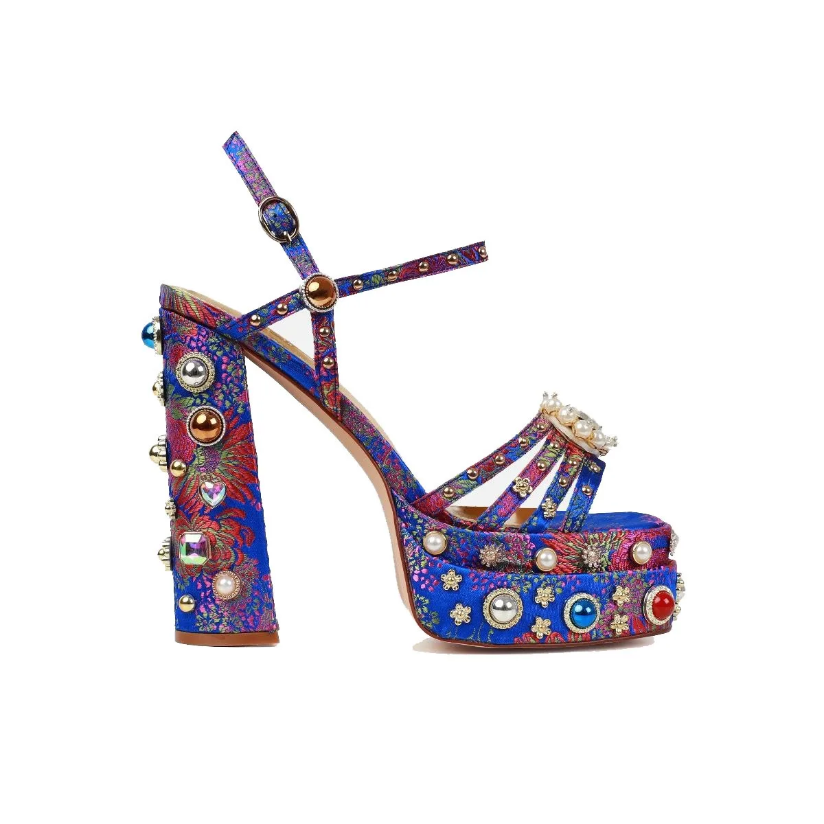 2026 Summer New Rhinestone Gemstone 14.5cm Thick High-heeled Sandals with Thick Sole and Exposed Toe Women's High-heeled Shoes