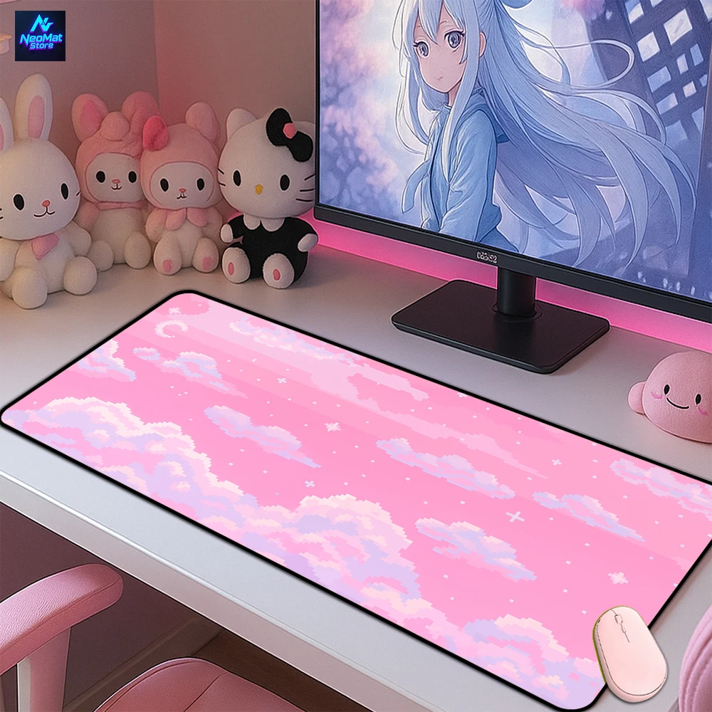 

Pink Mouse Mat Office Decoration Mousepads Cloud Xxl Desk Accessories Girl Mouse Pad Aesthetic Deskmat 1200x550 Non-slip Mats