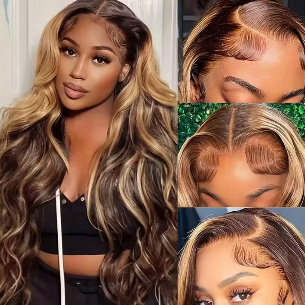 250% Density 4/27 Body Wave 13x4 Lace Wigs Human Hair Loose Body Wave Wig 13x4 HD Lace Frontal Wigs For Women Pre Plucked With Baby Hair For Beginners