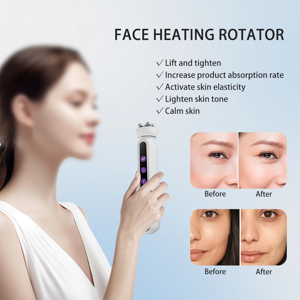 RF Facial Massage Roller EMS Face Lifting Machine Microcurrent Skin Tightening Face V-line Beauty Device Eye Roller Skin Care