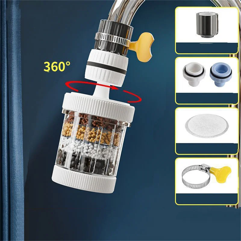 Rubinetto da cucina universale ugello per filtro dell'acqua rubinetto lavabile staccabile filtro per rubinetto a 6 strati strumento per dispositivo di risparmio idrico a prova di schizzi