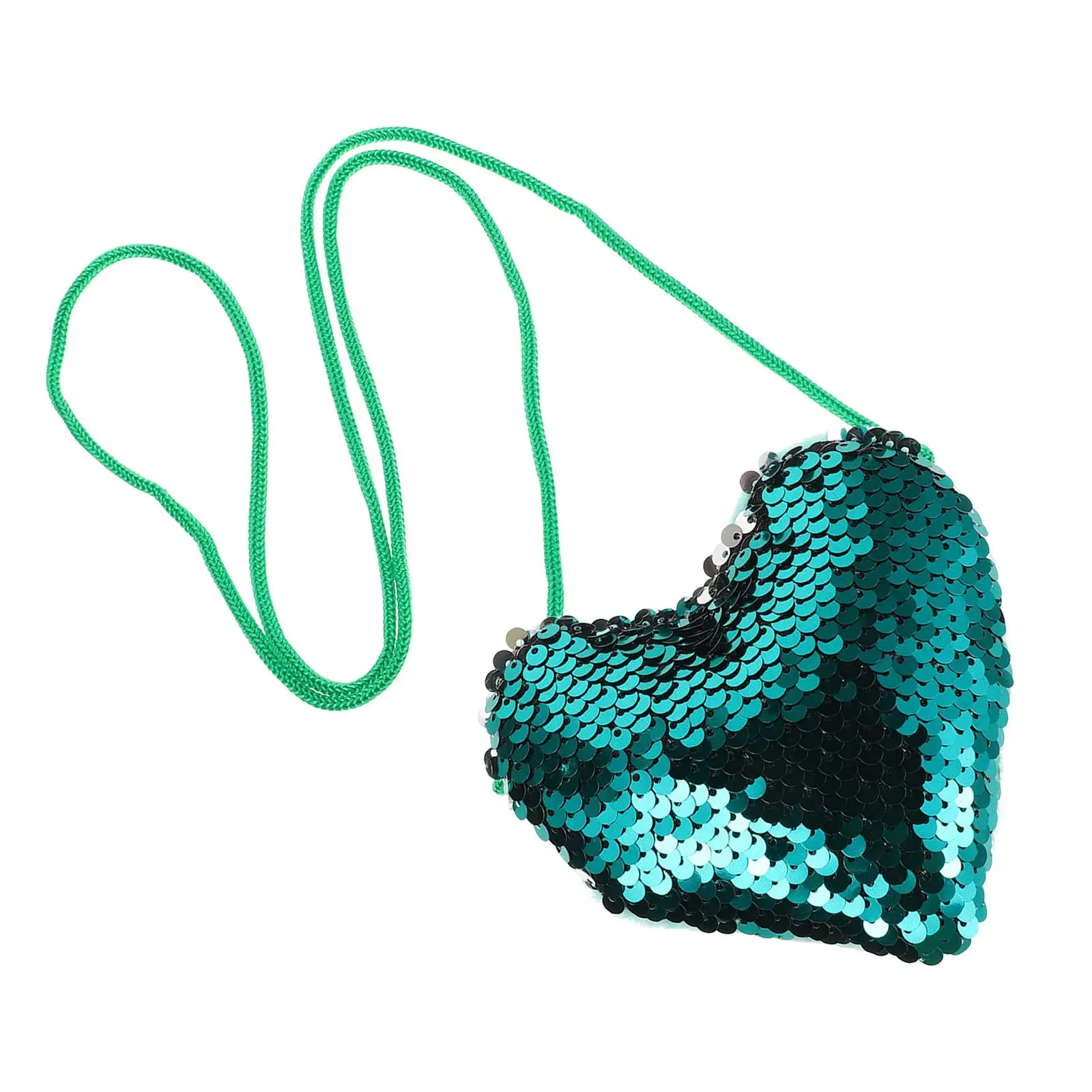 Sequin Coin Purse Heart Shaped Bag for Girls Toddler Flash Crossbody Mini Clutch Kids Shoulder With Strap School Travel Shopping