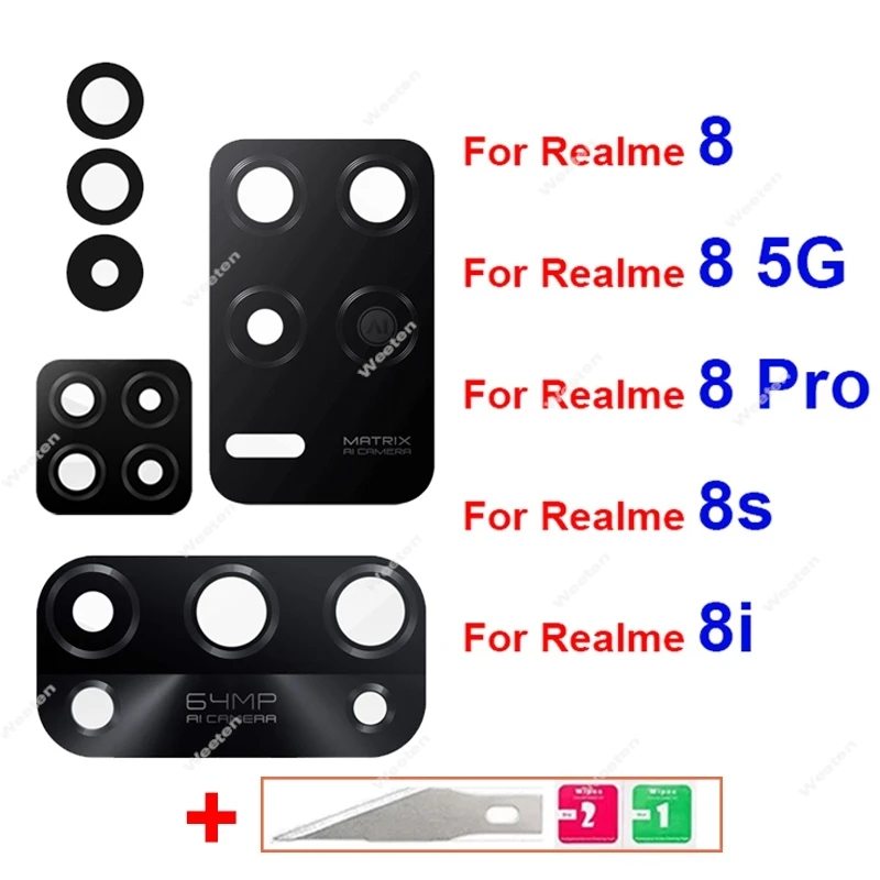 Rear Camera Glass Lens For OPPO Realme 8 8Pro 8i 4G 5G Back Camera Lens with Sticker Replacement Parts