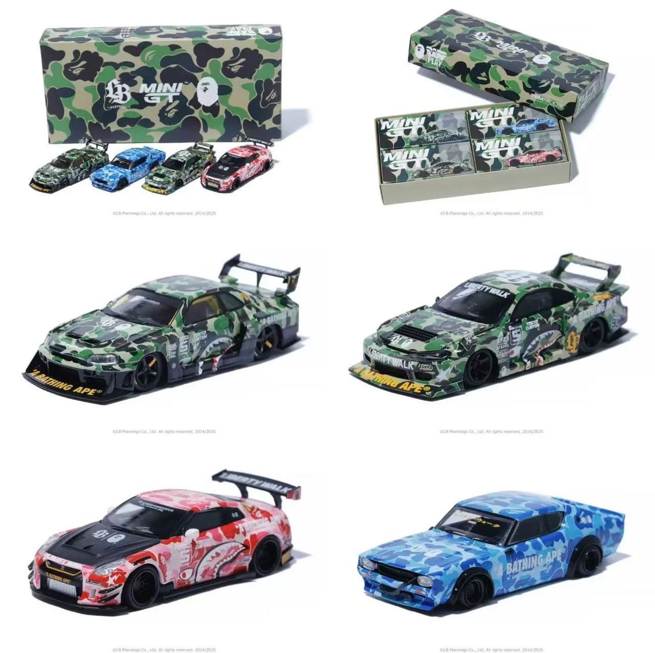 

BAPE X LBWK mini gt co-branded series 1:64 model car 4 car set